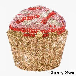 NWT Sparkling Bling Swarovski Crystal Rhinestone Cupcake Clutch Purse Ba…